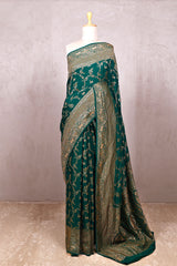 green saree, Crepe Saree, Banarasi saree, wedding saree, party wear saree​