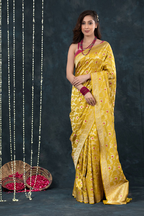 Buy Yellow Pure Banarasi Silk Sarees Online