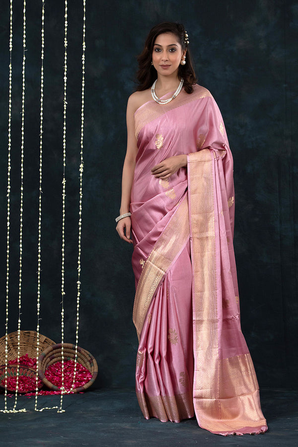 Buy Pink Pure Banarasi Silk Sarees Online