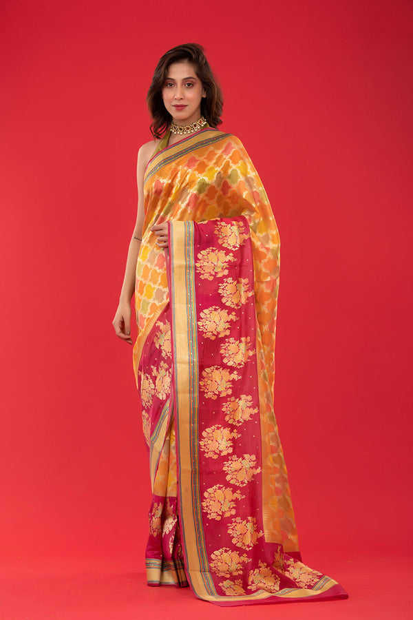 Buy Yellow Handloom Pure Banarasi Silk Sarees Online