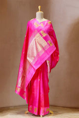 Fuscia Pink Pichwai Handloom Banarasi Silk Saree