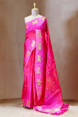 Banarasi Silk Saree, Banarasi saree, silk saree, Pink saree, wedding saree, party wear saree​