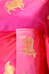 Fuscia Pink Pichwai Handloom Banarasi Silk Saree