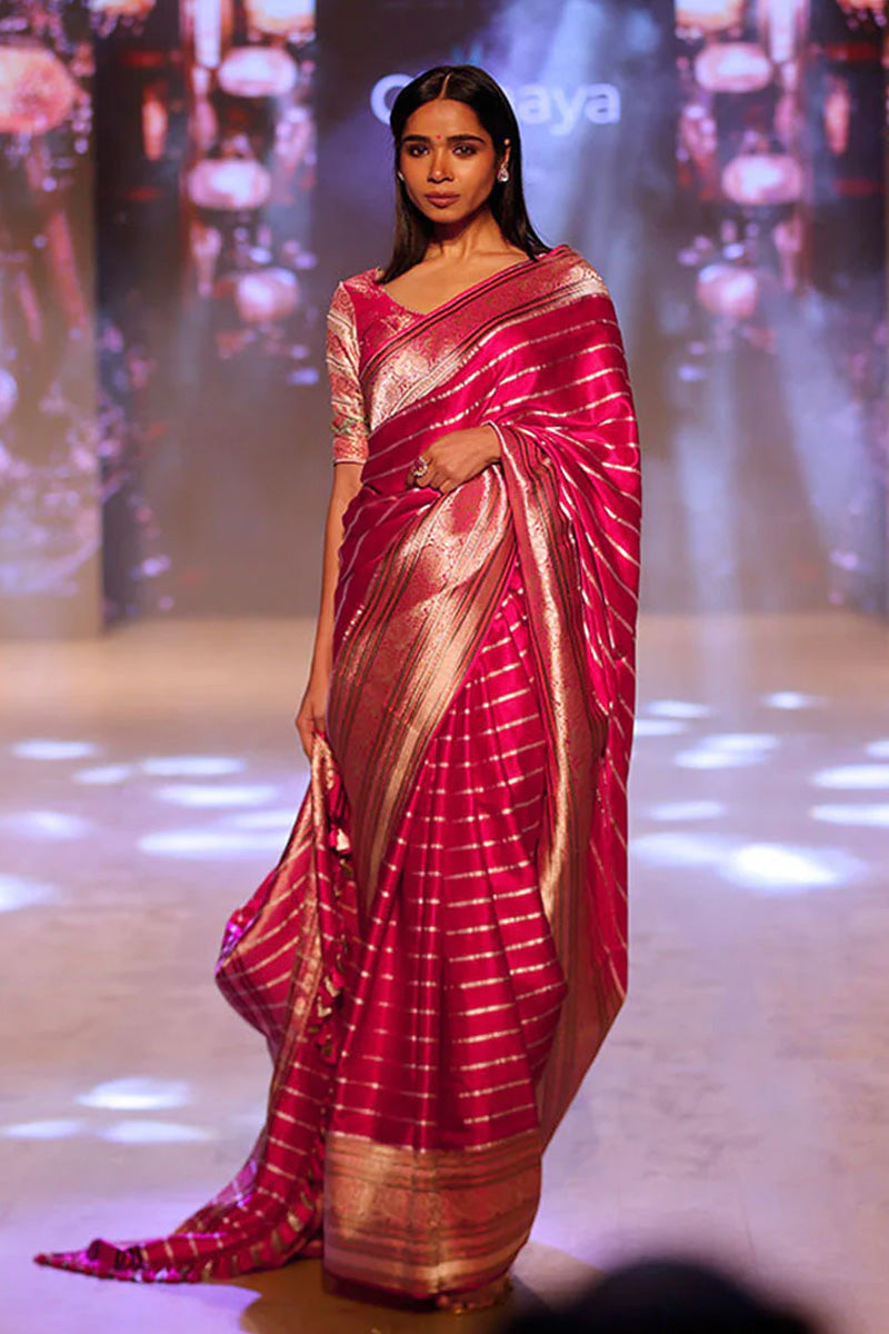 magenta pink saree, Banarasi Silk Saree, Banarasi saree, pure silk saree, wedding saree, party wear saree​