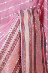 Banarasi Magenta Pink Satin Silk Saree with Gold Zari Meenakari Border