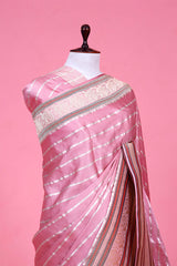 Banarasi Magenta Pink Satin Silk Saree with Gold Zari Meenakari Border