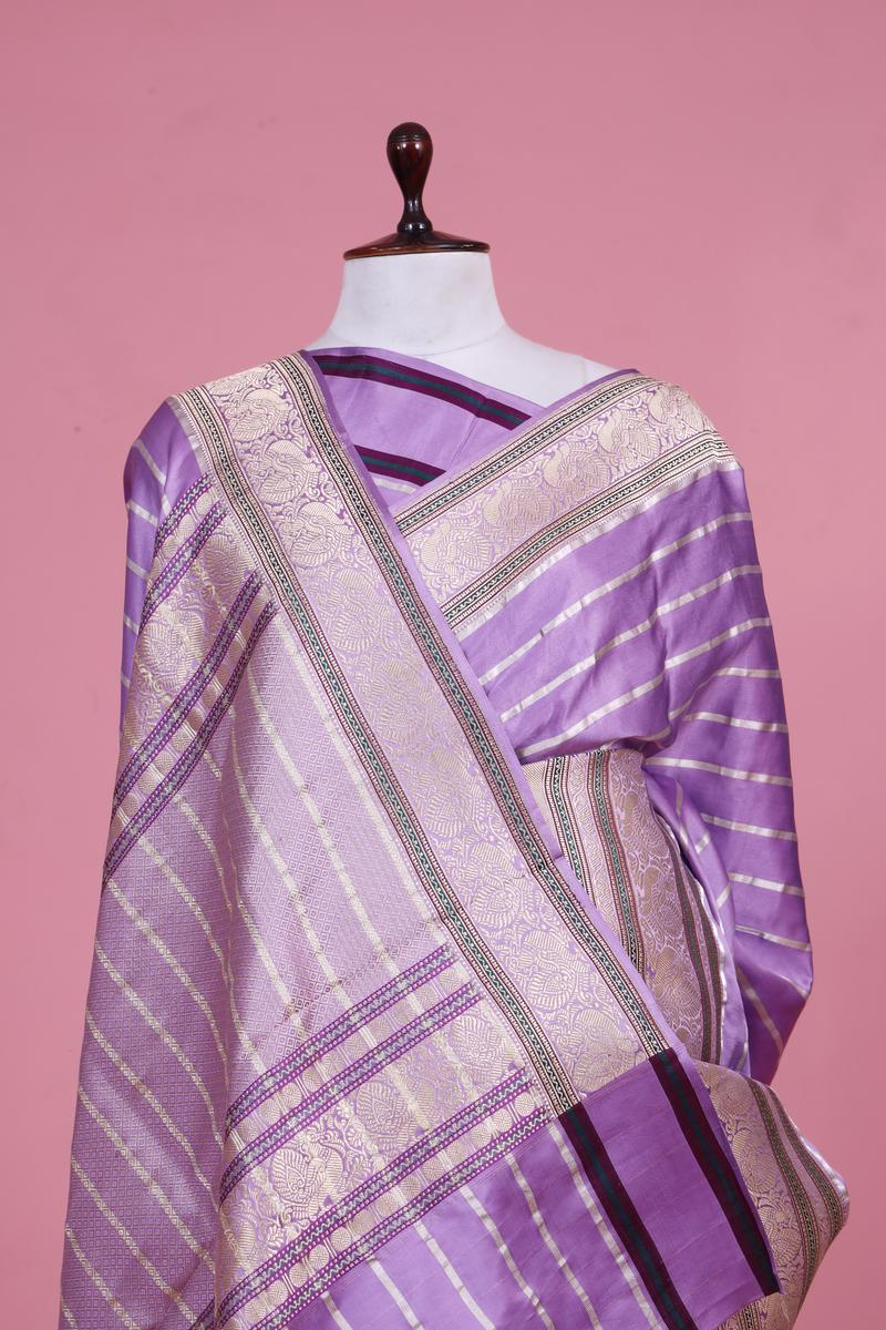 Banarasi Silk Saree with Gold Zari Meenakari Border