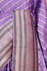 Banarasi Magenta Pink Satin Silk Saree with Gold Zari Meenakari Border