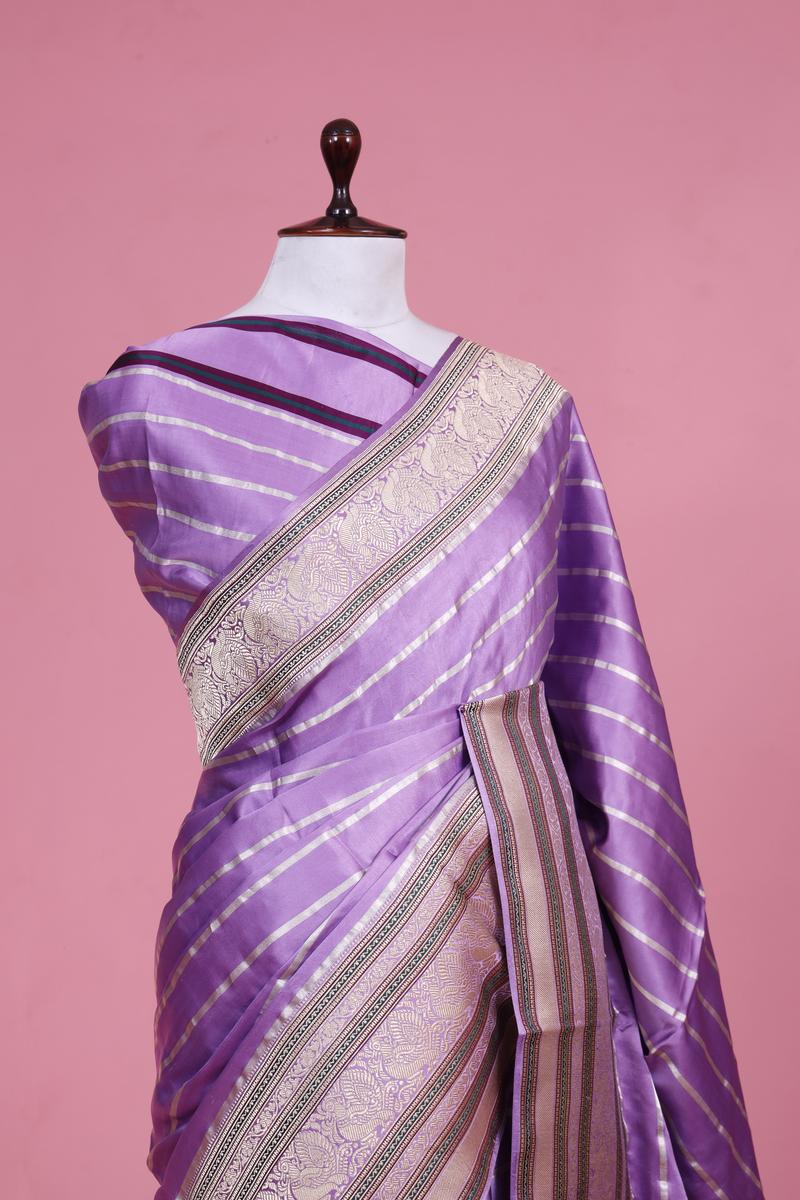 Banarasi Silk Saree with Gold Zari Meenakari Border