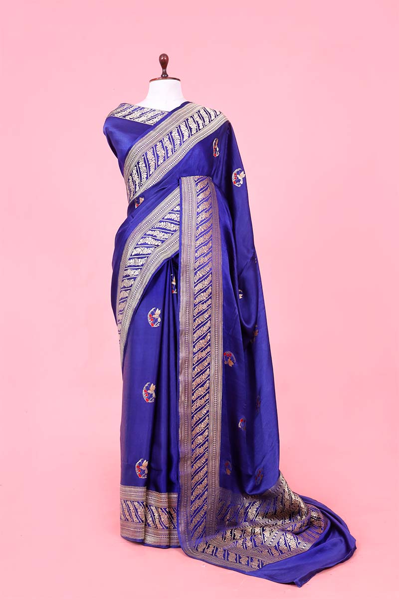 Banarasi Silk Saree, Banarasi saree, silk saree, blue saree, wedding saree, party wear saree​