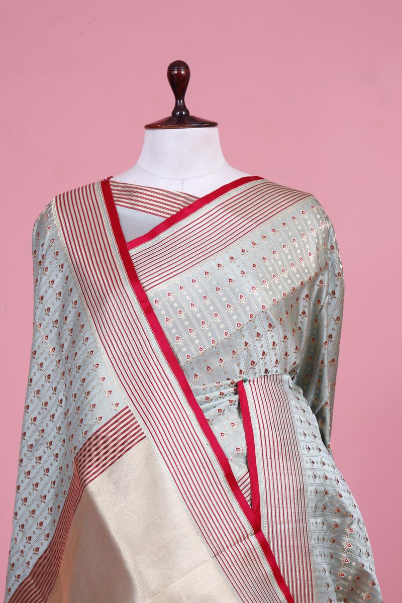 Striped Kadhwa Handloom Satin Silk Banarasi Saree