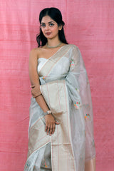 Grey Glam Banarasi Kota Tissue Silk Saree - Chinaya Banaras