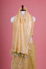 Marine Embellished Tissue Silk Saree