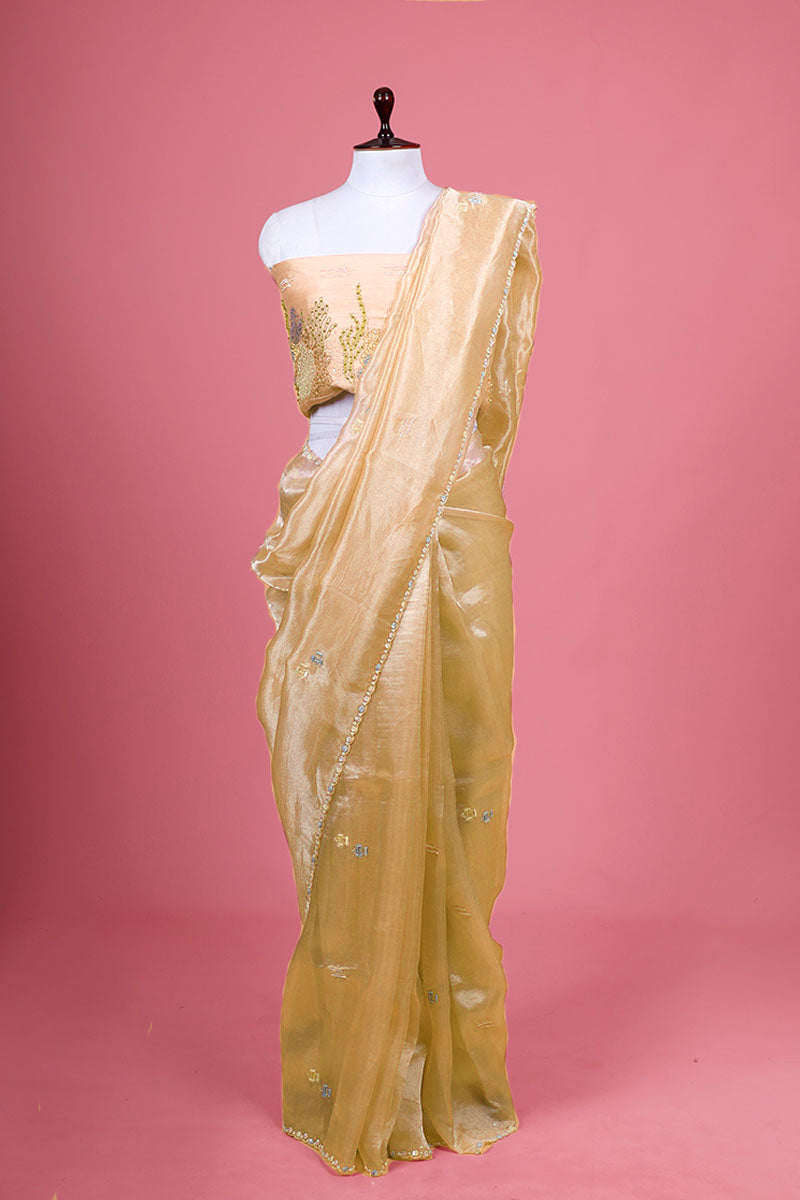 Buy Yellow Tissue Silk Saree Online