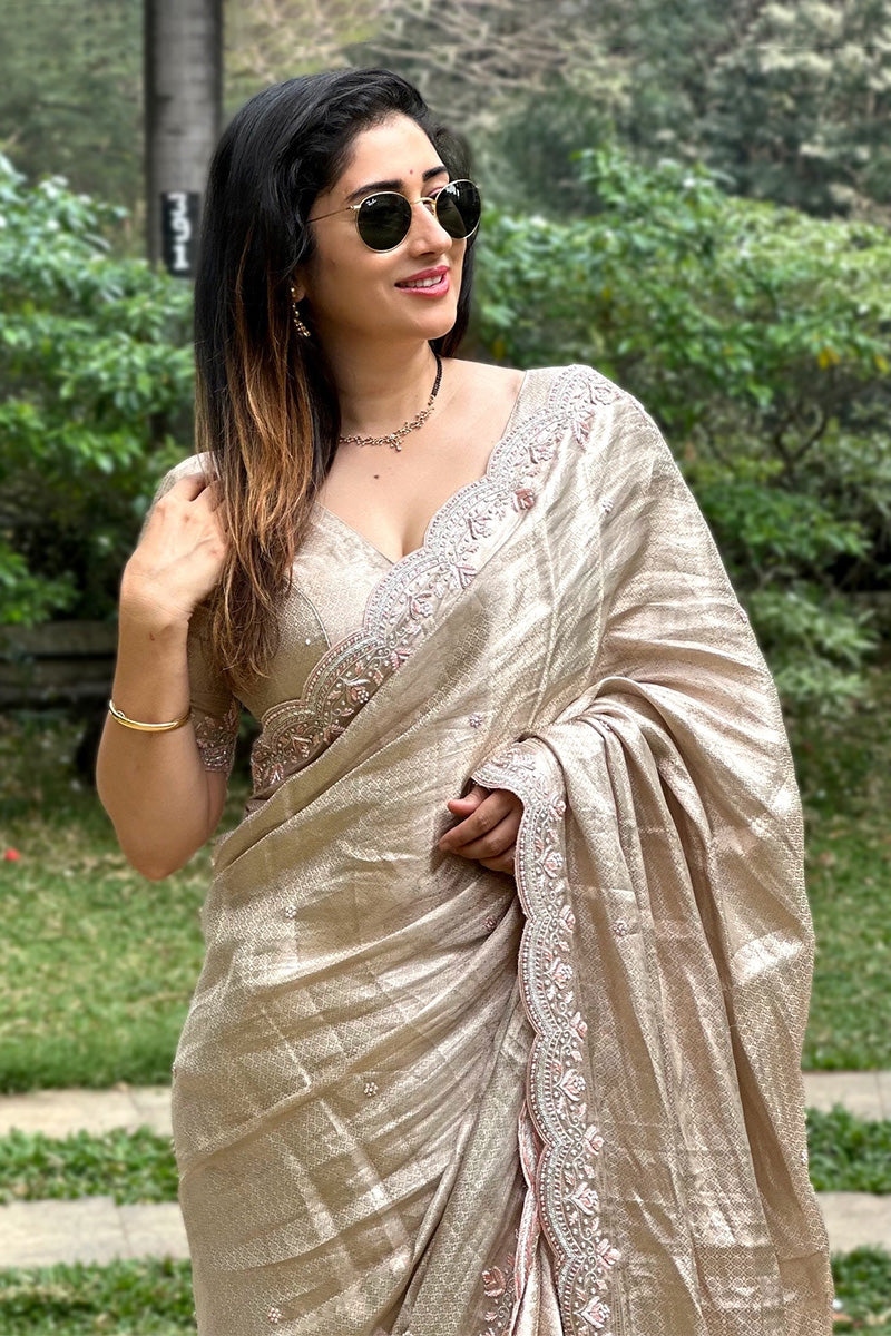 Rose Gold Bollywood Banarasi Saree