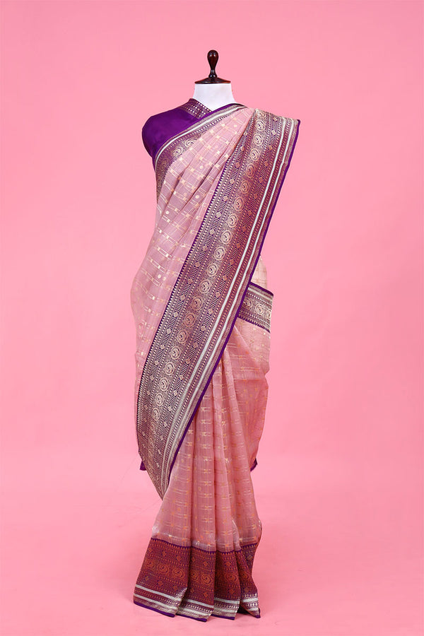 Buy Purple Handloom Organza Sarees Online