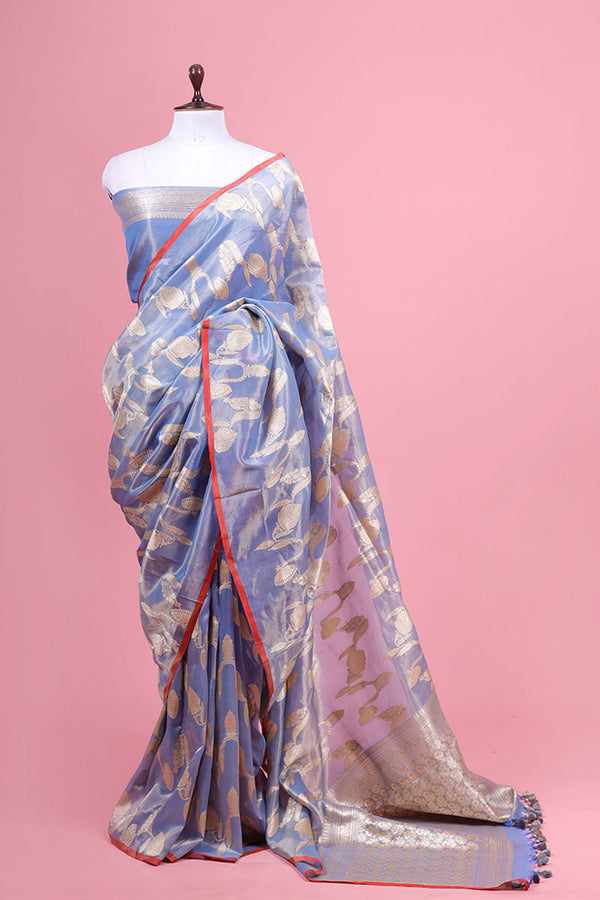 Buy Blue Tissue Silk Saree Online