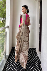 Isha Borah In Grey Woven Tissue Silk Saree