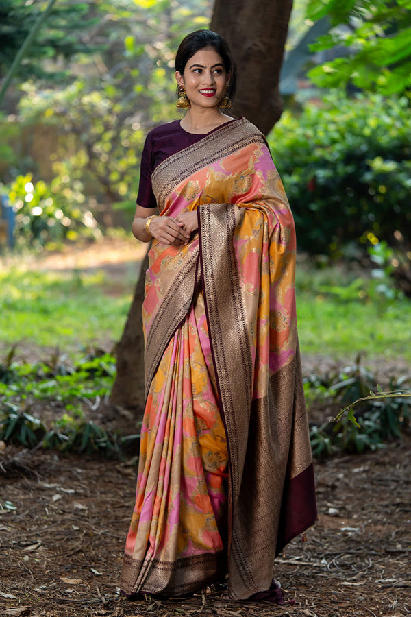 Buy Multicolor Handloom Pure Banarasi Silk Sarees Online