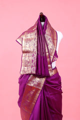 Purple Ethnic Woven Chiniya Silk Saree