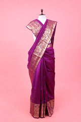 Purple Ethnic Woven Chiniya Silk Saree