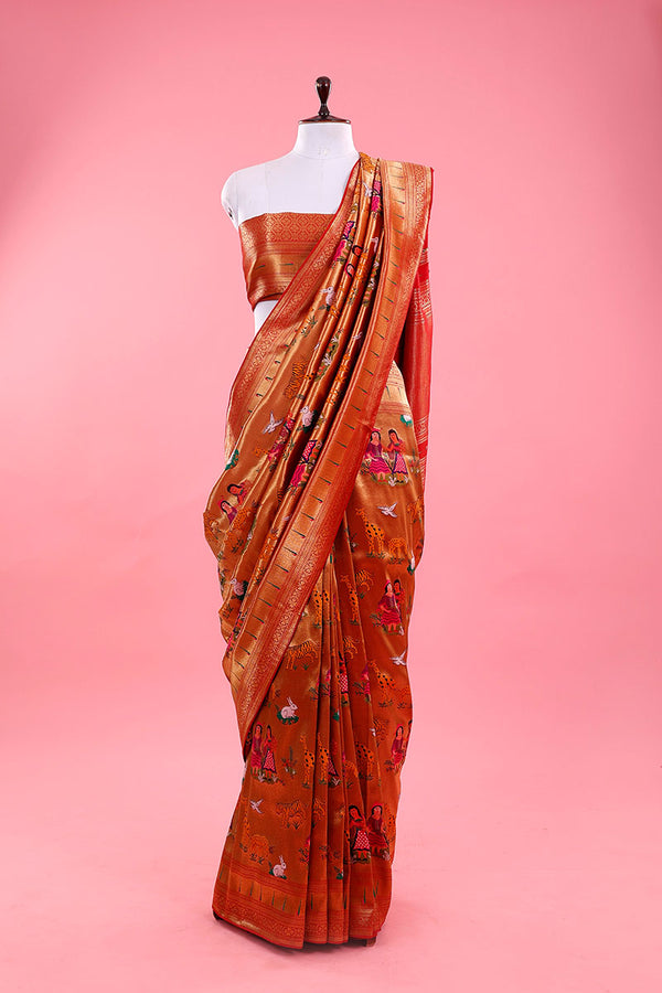 Classic Red Paithani Woven Soft Silk Sarees Online