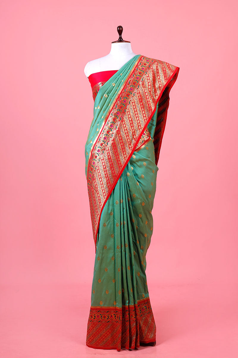 Sea Green Woven Soft Party wear Silk Sarees Online