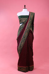 Purple Shikargah Woven Crepe Khaddi Silk Saree At Chinaya Banaras