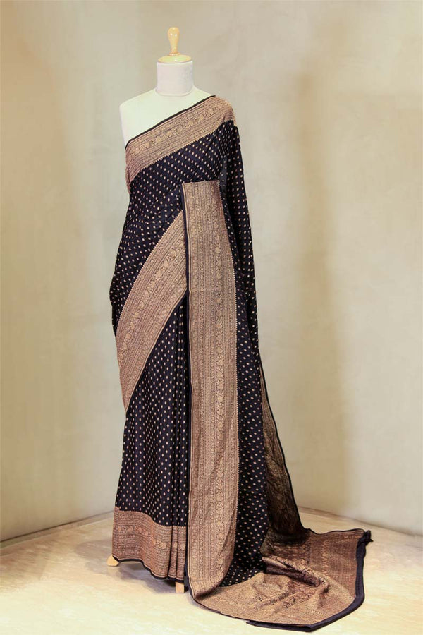 Crepe Saree, Crepe silk saree, silk saree, Back saree, wedding saree, party wear saree​