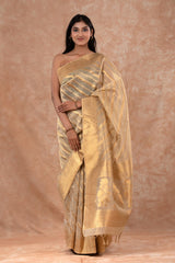 Cotton saree, Banarasi Cotton Saree, glittery gold  Saree, cotton Banarasi saree