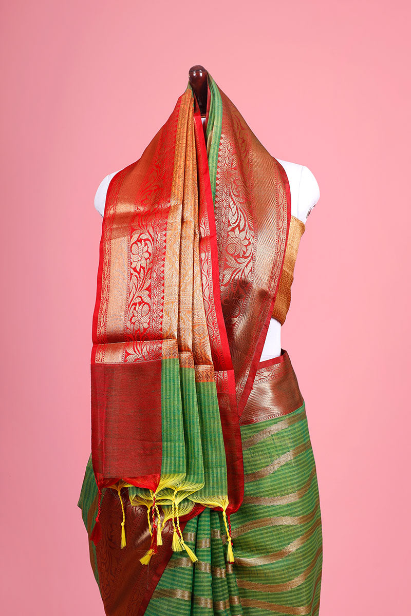 Striped Banarasi Cotton Sarees