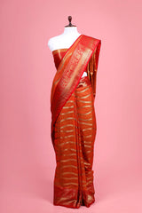 Striped Woven Banarasi Cotton Saree By Chinaya Banaras