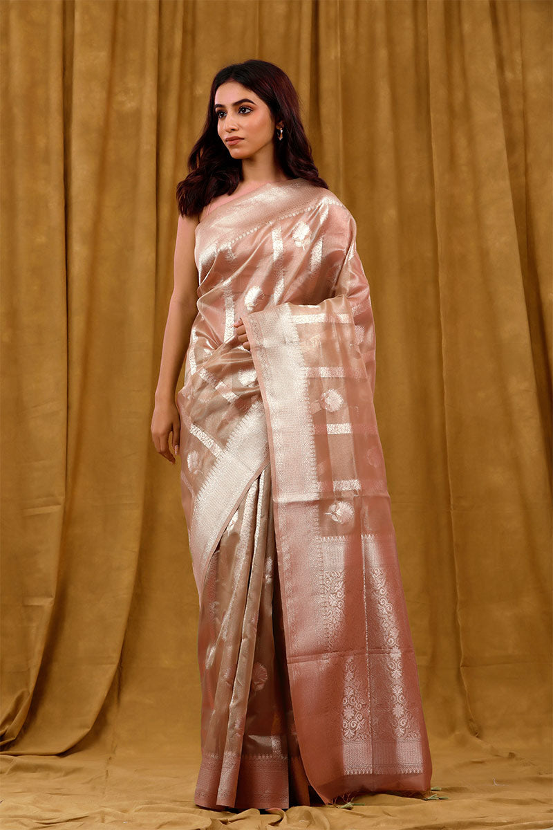 Metalic Striped Cotton Banarasi Saree