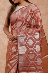 Rust Brown Ethnic Cotton Banarasi Saree