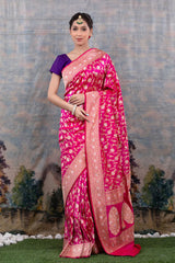 Buy Pink Pure Banarasi Saree Online