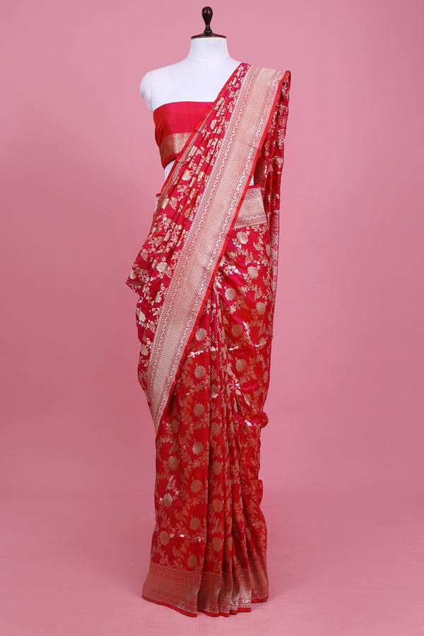 Buy Red Handloom Pure Banarasi Silk Saree Online