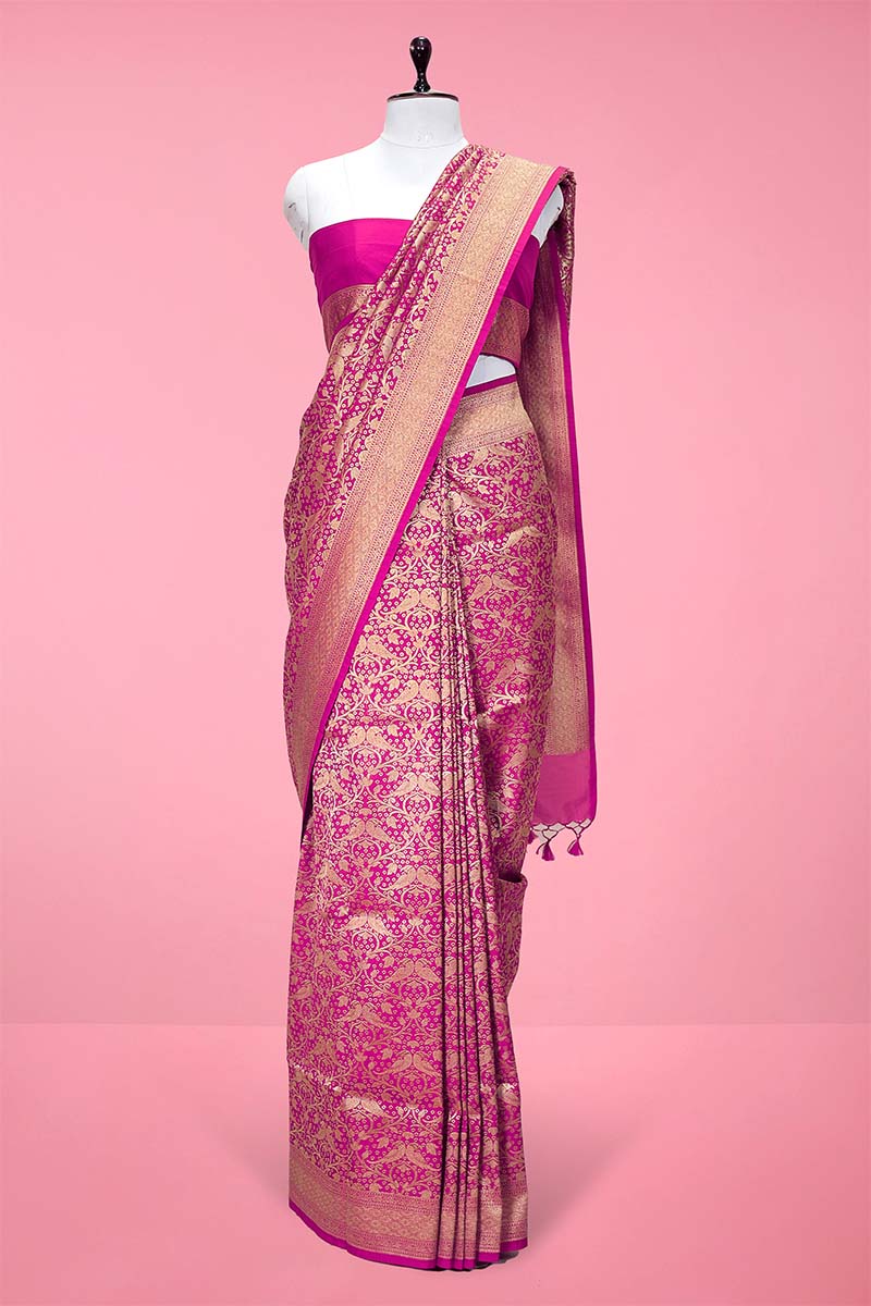 Silk saree, Semi silk saree, Pink Saree, Party wear saree