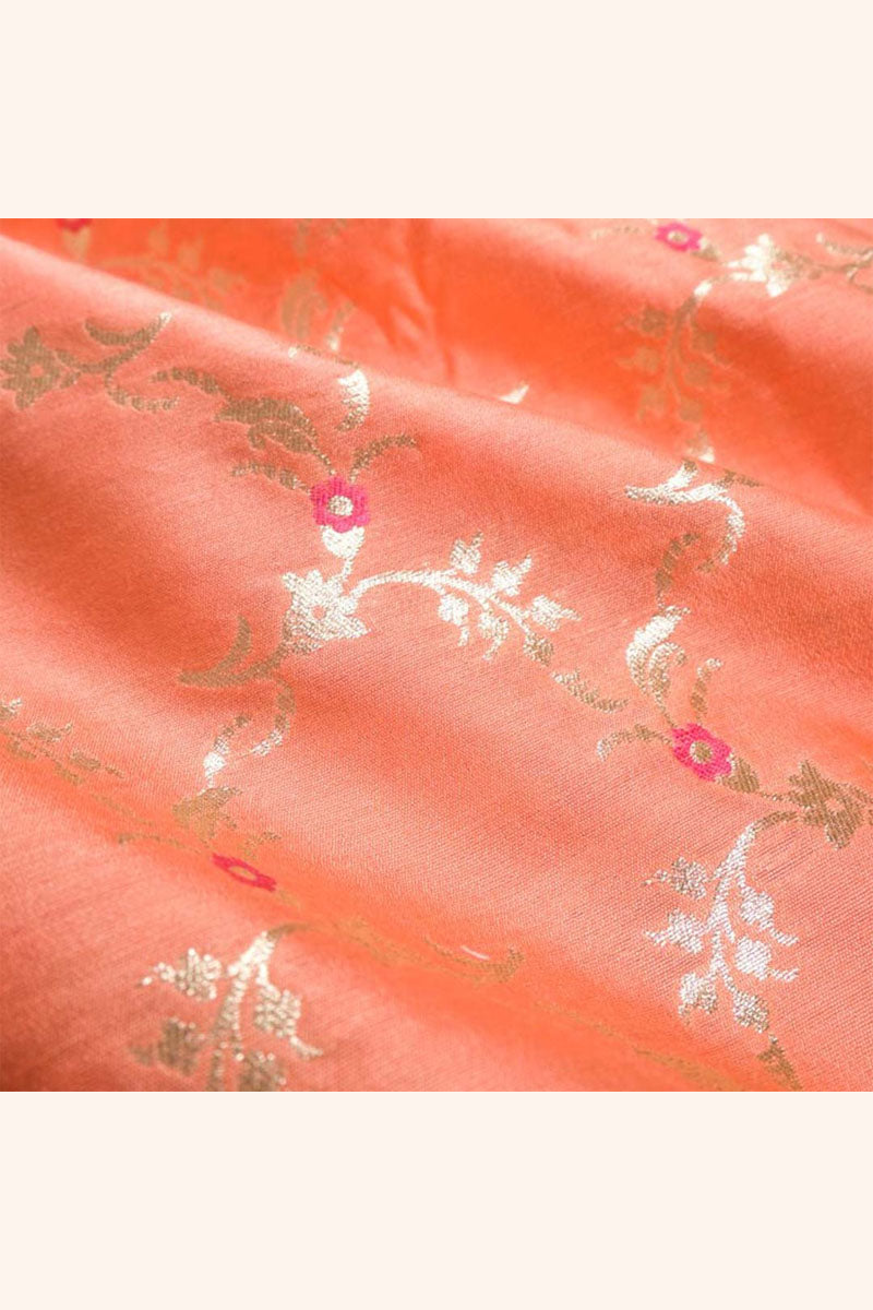 Fabric, Orange fabric, banarasi fabric, silk fabric, brocade fabric, handloom fabric, indian fabric