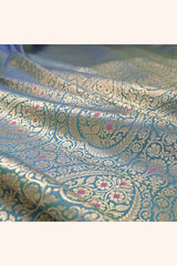 Fabric, Peacock Blue fabric, banarasi fabric, silk fabric, brocade fabric, handloom fabric, indian fabric