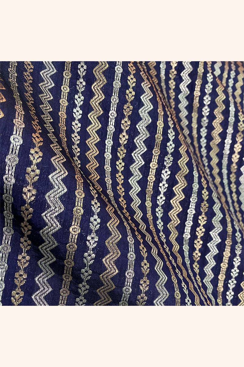 Fabric, Ink Blue fabric, banarasi fabric, silk fabric, brocade fabric, handloom fabric, indian fabric