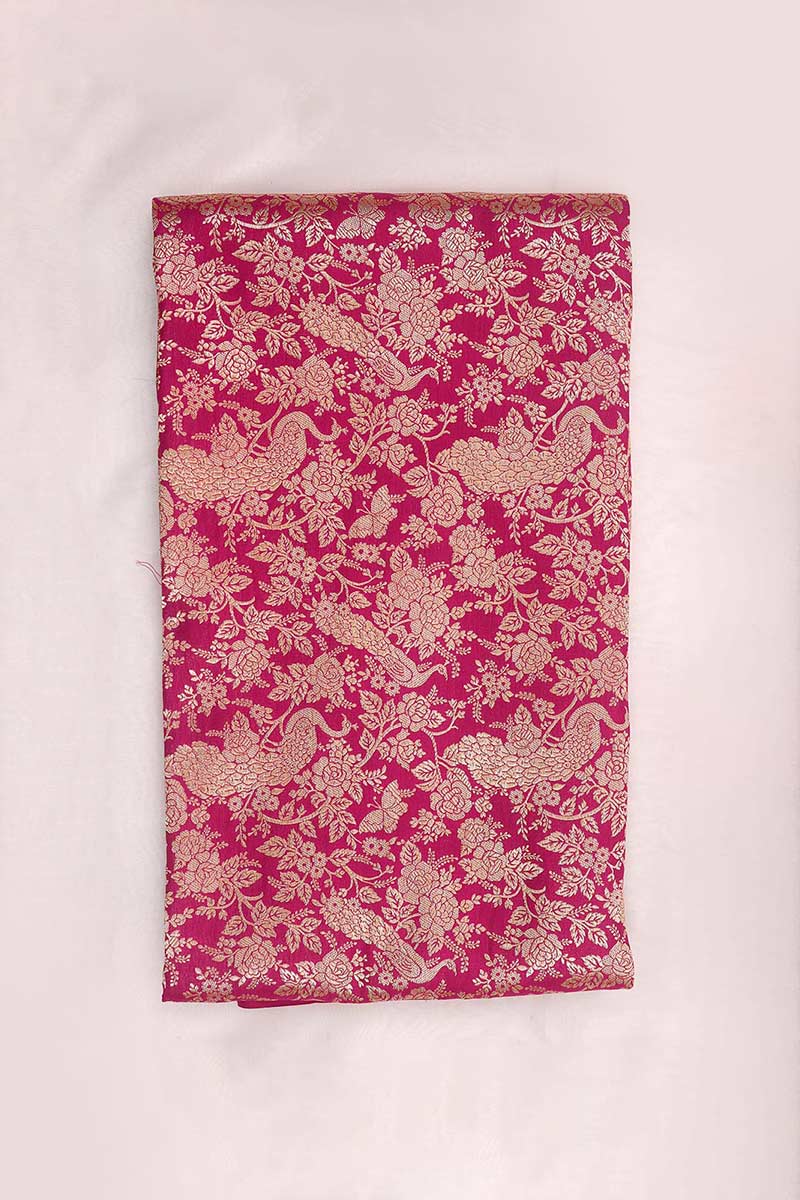 Imperial Red Floral Jaal Handwoven Banarasi Silk Fabrics