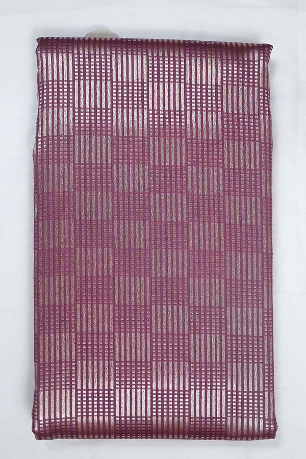 Purple Geometrical Woven Mulberry Silk Fabric - Chinaya Banaras