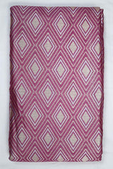 Purple Geometrical Woven Mulberry Silk Fabric Than - Chinaya Banaras