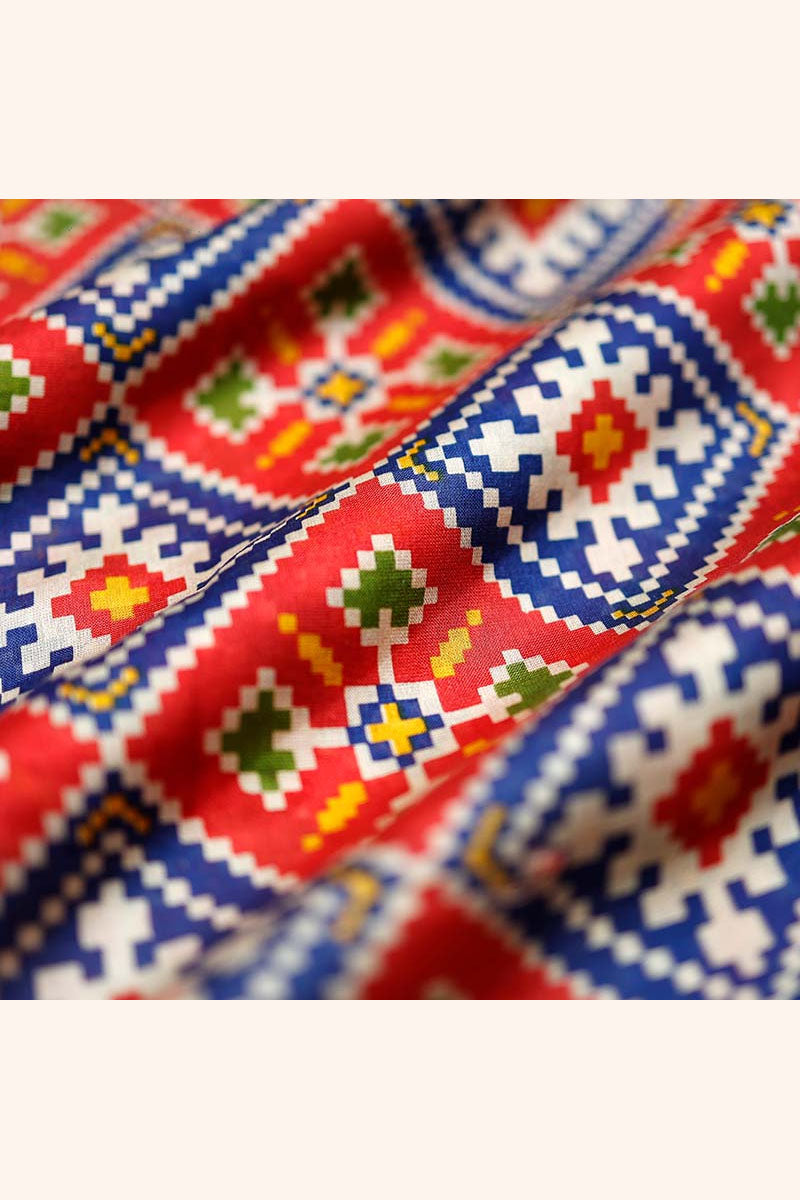 Fabric, Red and Blue fabric, banarasi fabric, silk fabric, brocade fabric, handloom fabric, indian fabric