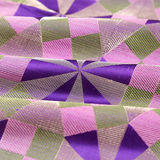 Multicolored Geometrical Handloom Banarasi Satin Silk Fabric for Wedding Wear