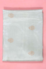 Ice Green Banarasi Silk Fabric with Water Gold Zari Motifs