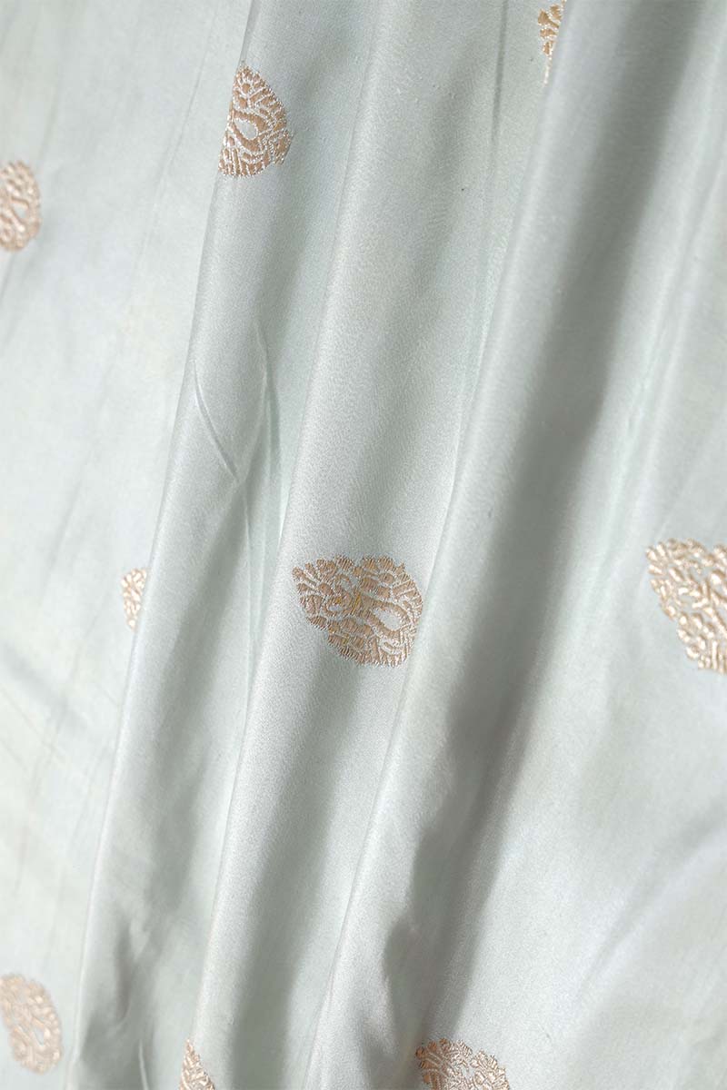 Green Handloom Banarasi Katan Silk Fabric By Chinaya Banaras