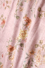 Mauve Floral Printed Linen Fabric