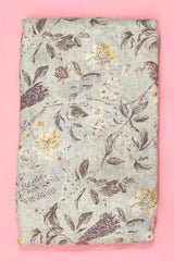 Sage Green Floral Printed Linen Fabric