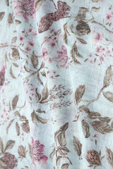 Sky Blue Floral Printed Linen Fabric
